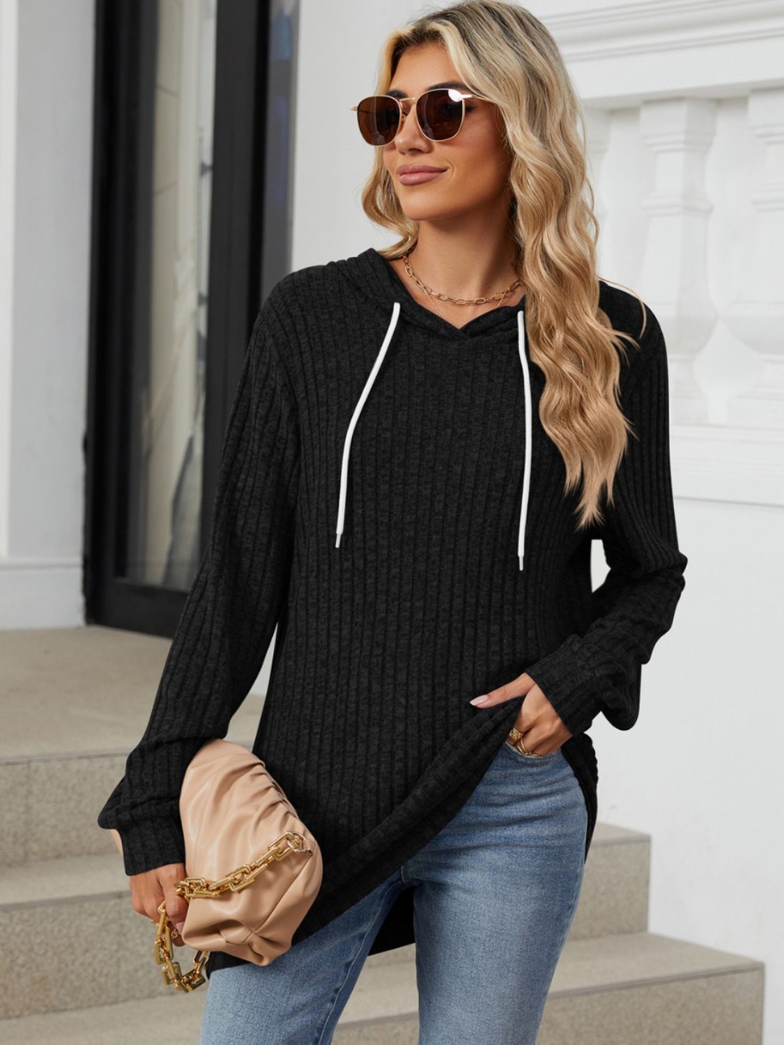 Drawstring Long Sleeve Hoodie