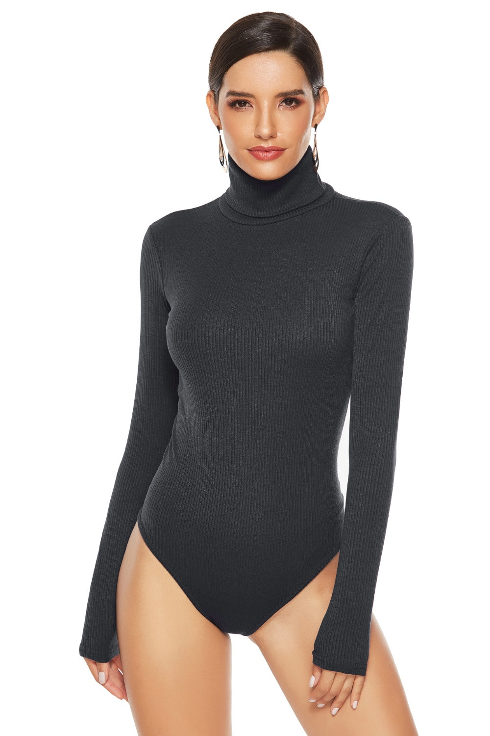 Ribbed Turtleneck Long Sleeve Bodysuit