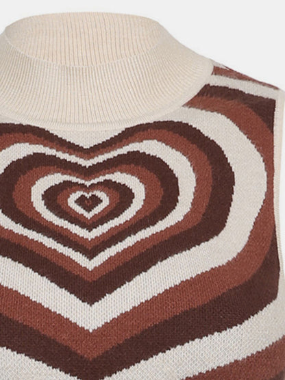 Heart Mock Neck Sweater Vest