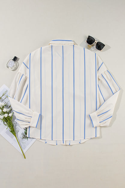 Striped Collared Neck Long Sleeve Shirt