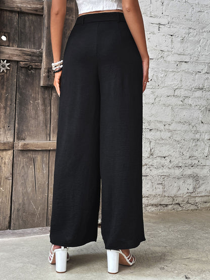 Perfee Ruched High Waist Wide Leg Pants