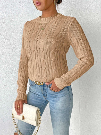 Cable-Knit Round Neck Sweater