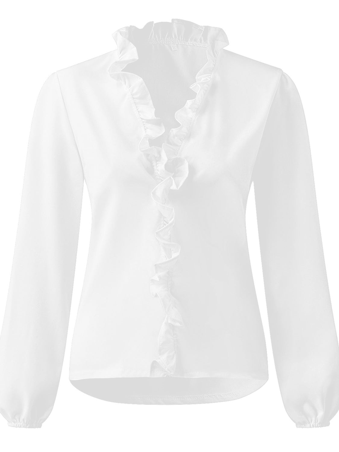 Full Size Ruffled V-Neck Long Sleeve Blouse