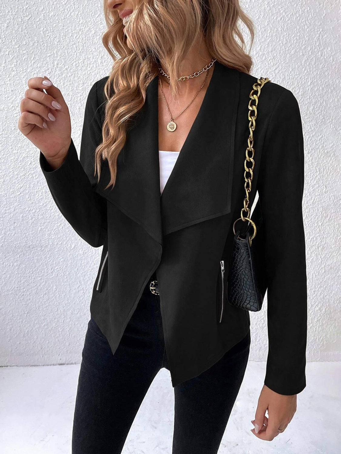 Collared Neck Long Sleeve Jacket