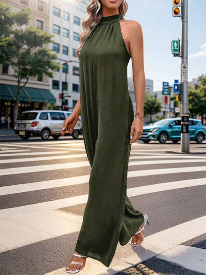 Perfee Tied Grecian Wide Leg Jumpsuit