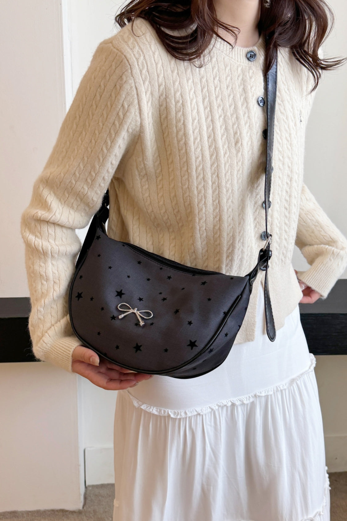 Polyester Printed Adjustable Strap Crossbody Bag