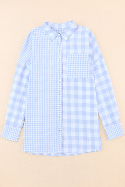 Pocketed Plaid Dropped Shoulder Shirt