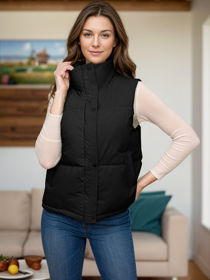 Pocketed Zip Up Vest Coat