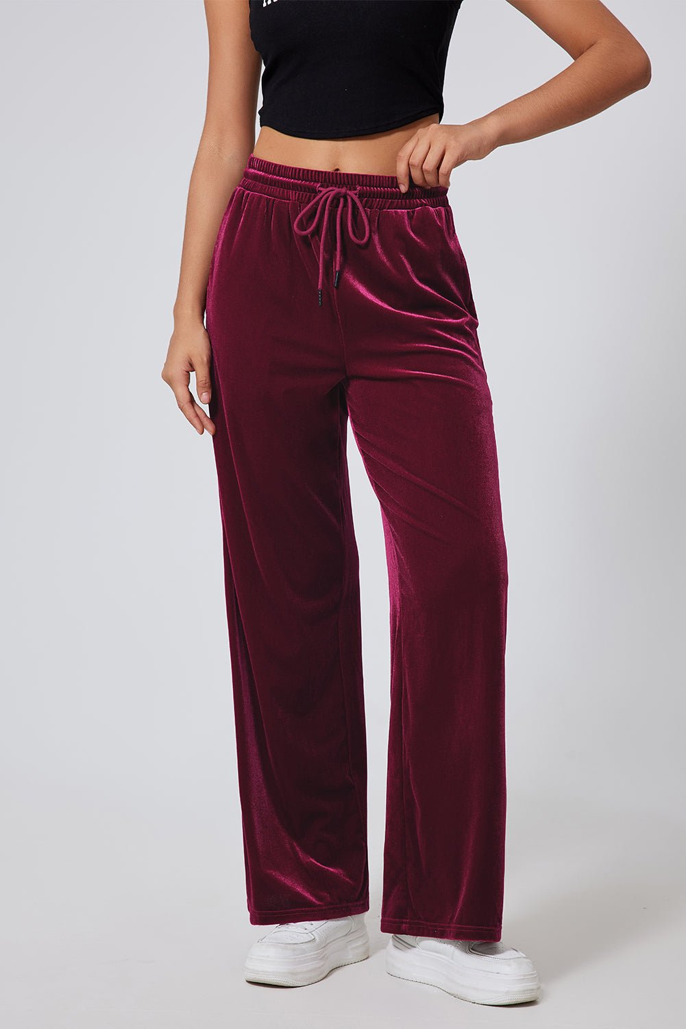 Drawstring Wide Leg Active Pants