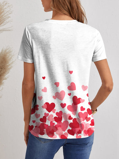 FAM-FAM Heart V-Neck Short Sleeve T-Shirt