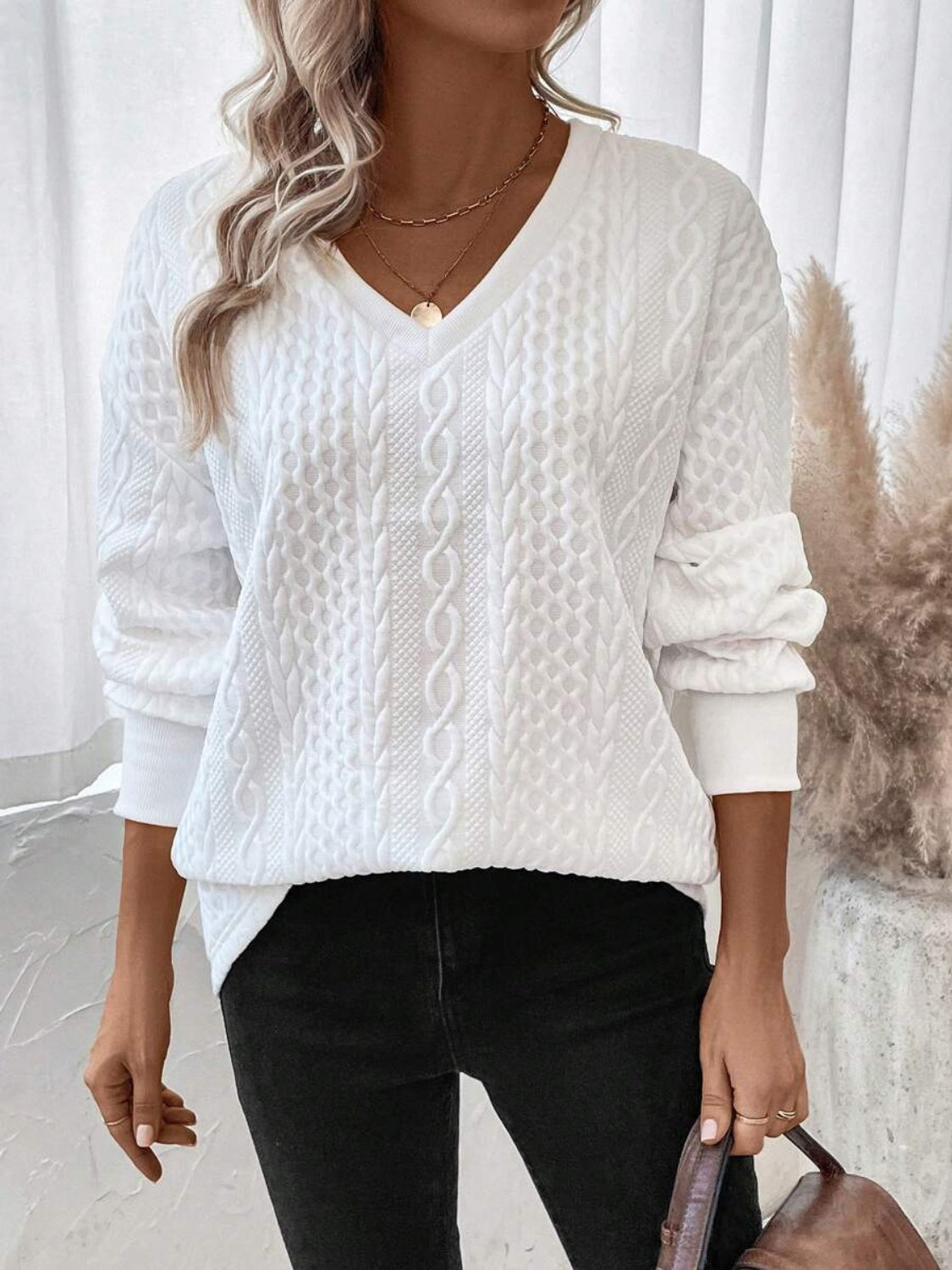 V-Neck Long Sleeve Sweatshirt