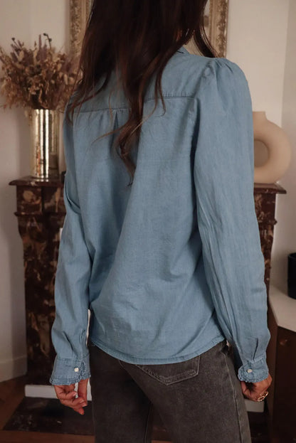 Button Up Long Sleeve Denim Top