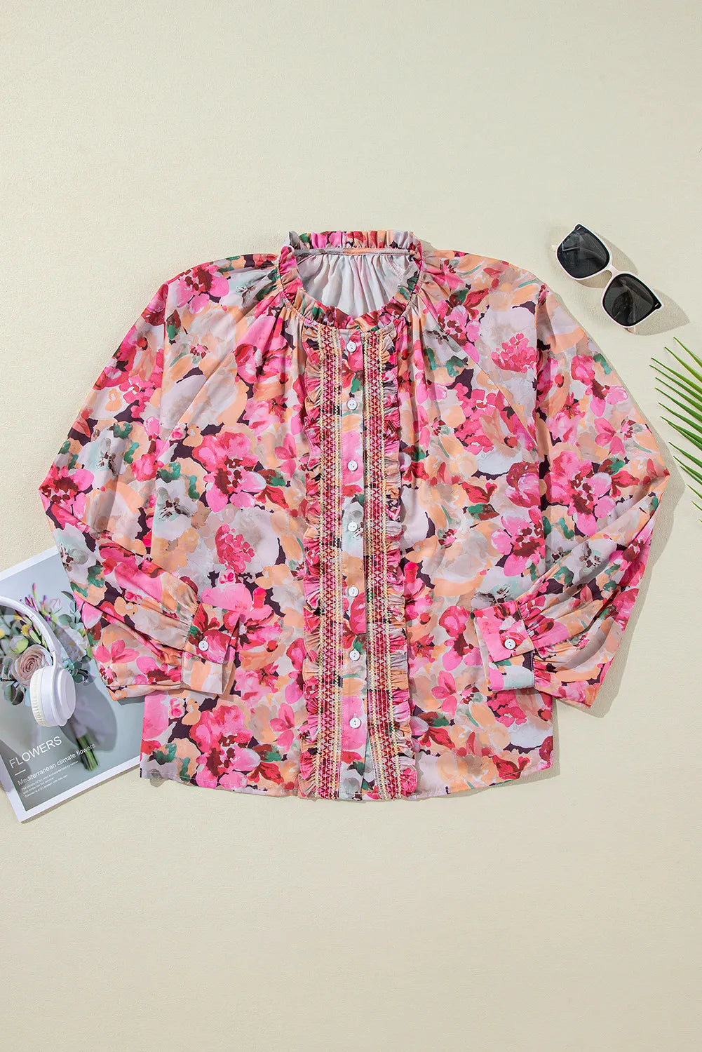 Frill Printed Long Sleeve Shirt