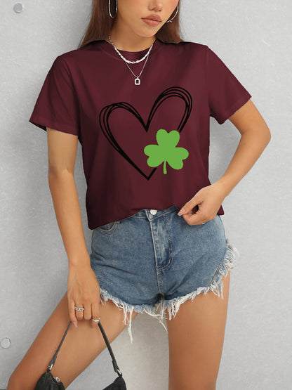 Heart Lucky Clover Short Sleeve T-Shirt