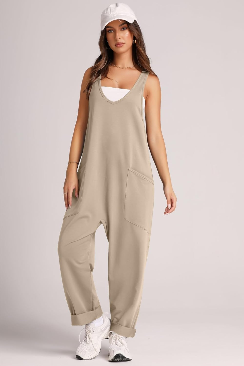 Wide Strap Jumpsuit with Pockets