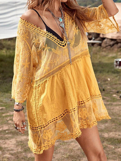 Lace Detail Plunge Cover-Up Dress