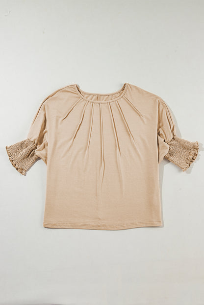 Round Neck Smocked Half Sleeve Top