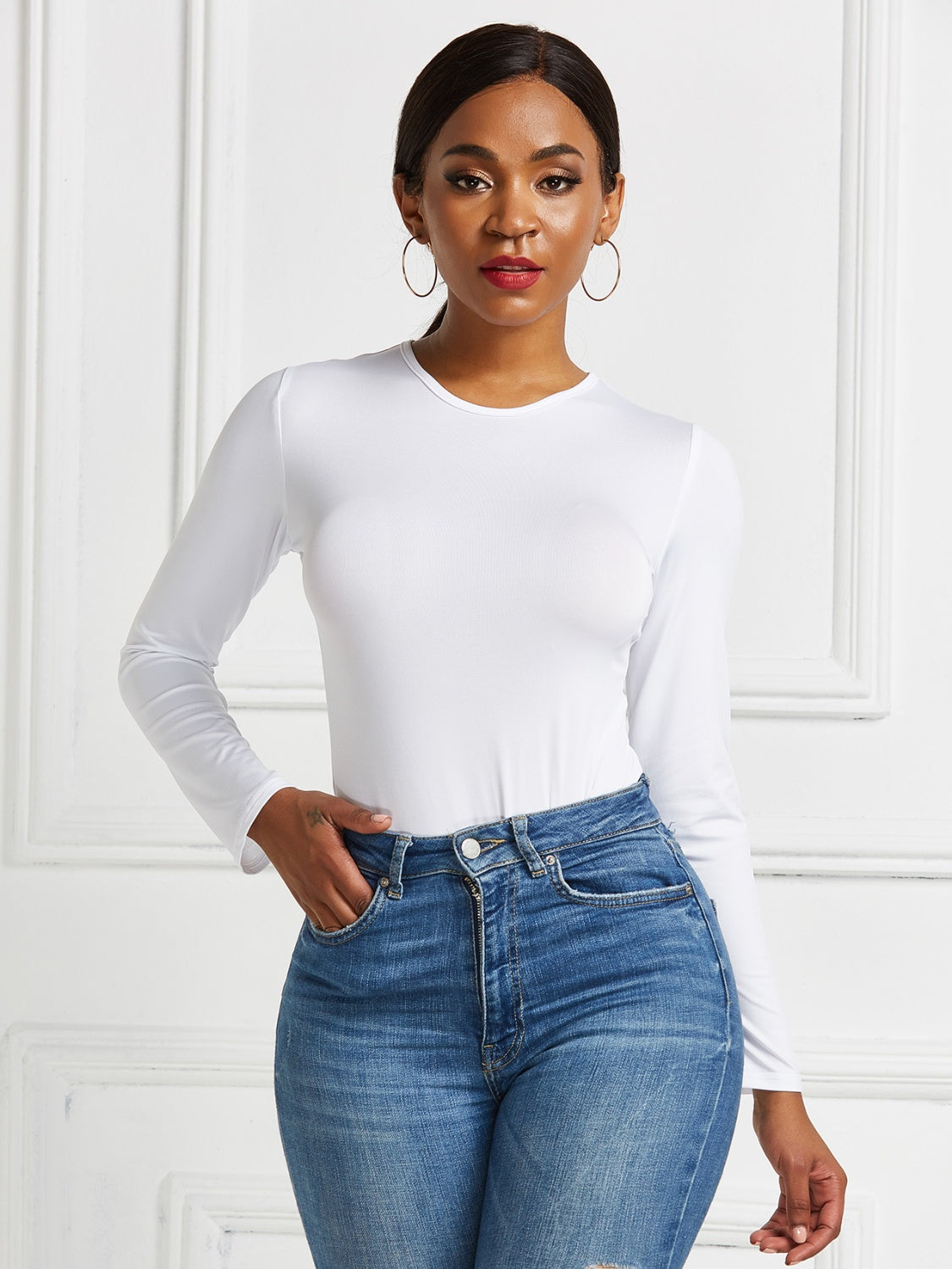 Round Neck Long Sleeve Bodysuit