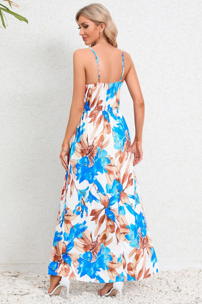 Printed Surplice Maxi Cami Dress