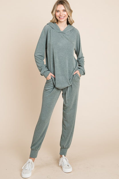 Super Lady Full Size Long Sleeve Hoodie and Tied Pants Set