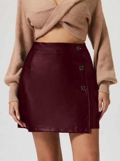 Buttoned High Rise Mini Skirt