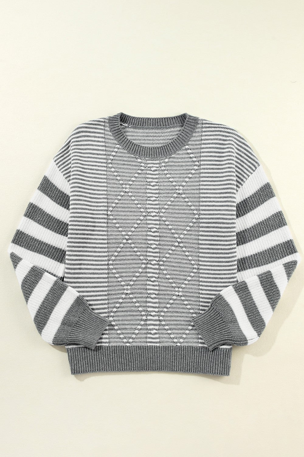 Striped Round Neck Long Sleeve Sweater