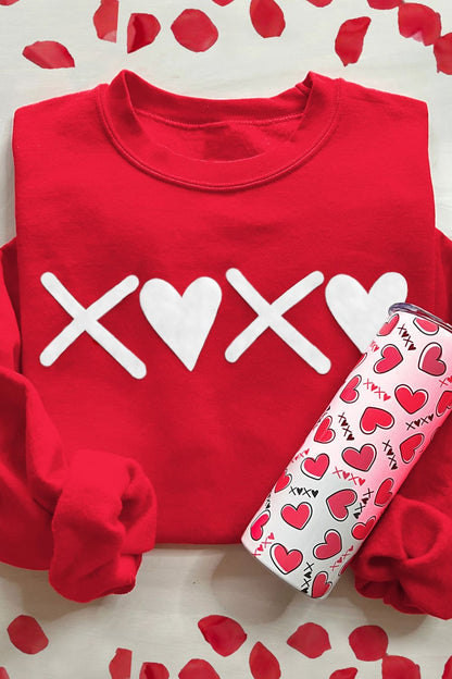 Valentine’s Day XOXO Round Neck Drop Shoulder Sweatshirt