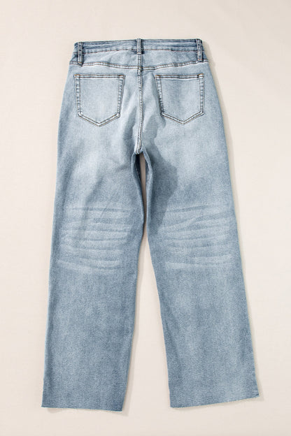 High Waist Straight Jeans with Pockets