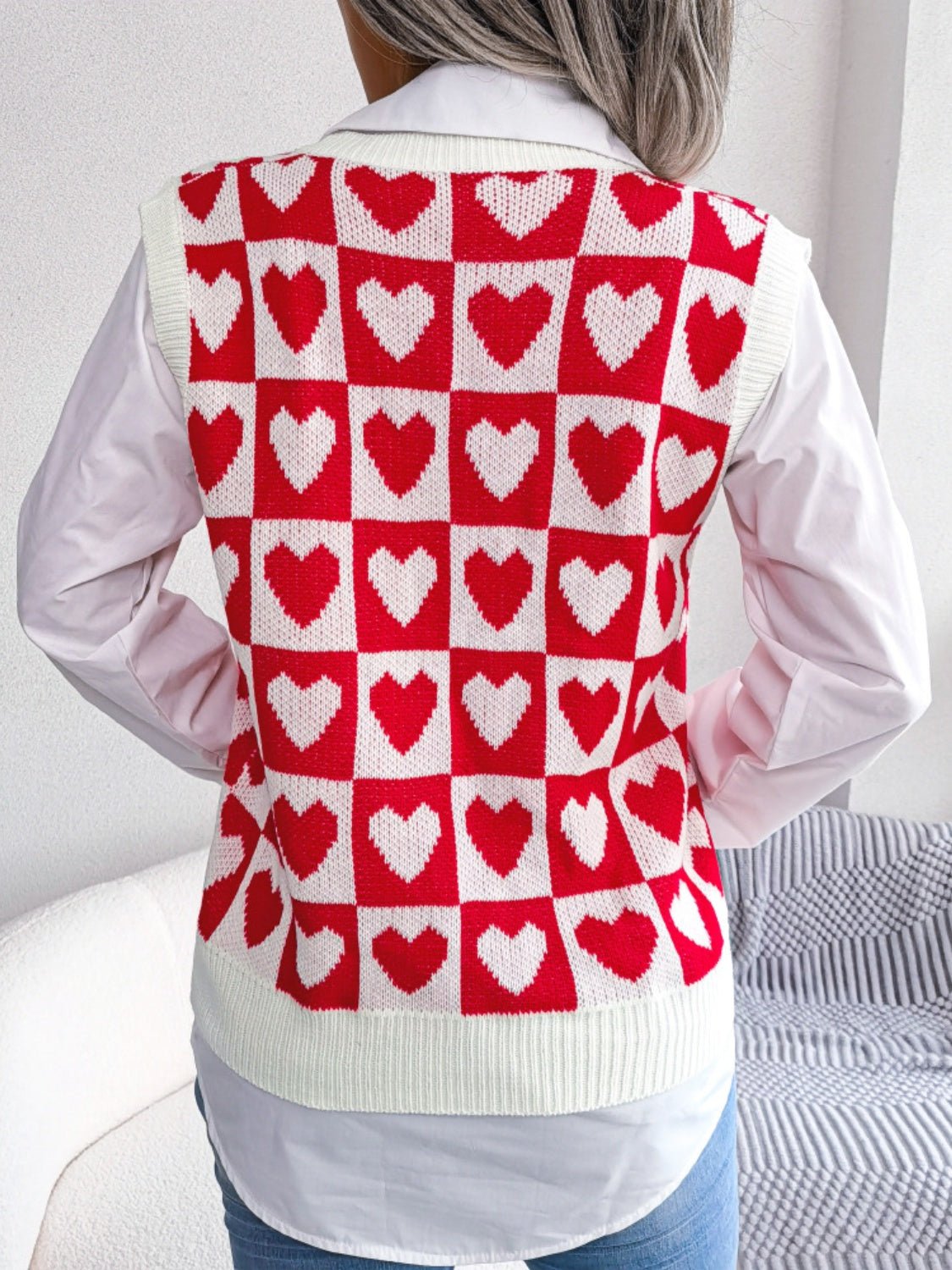 Heart V-Neck Sweater Vest