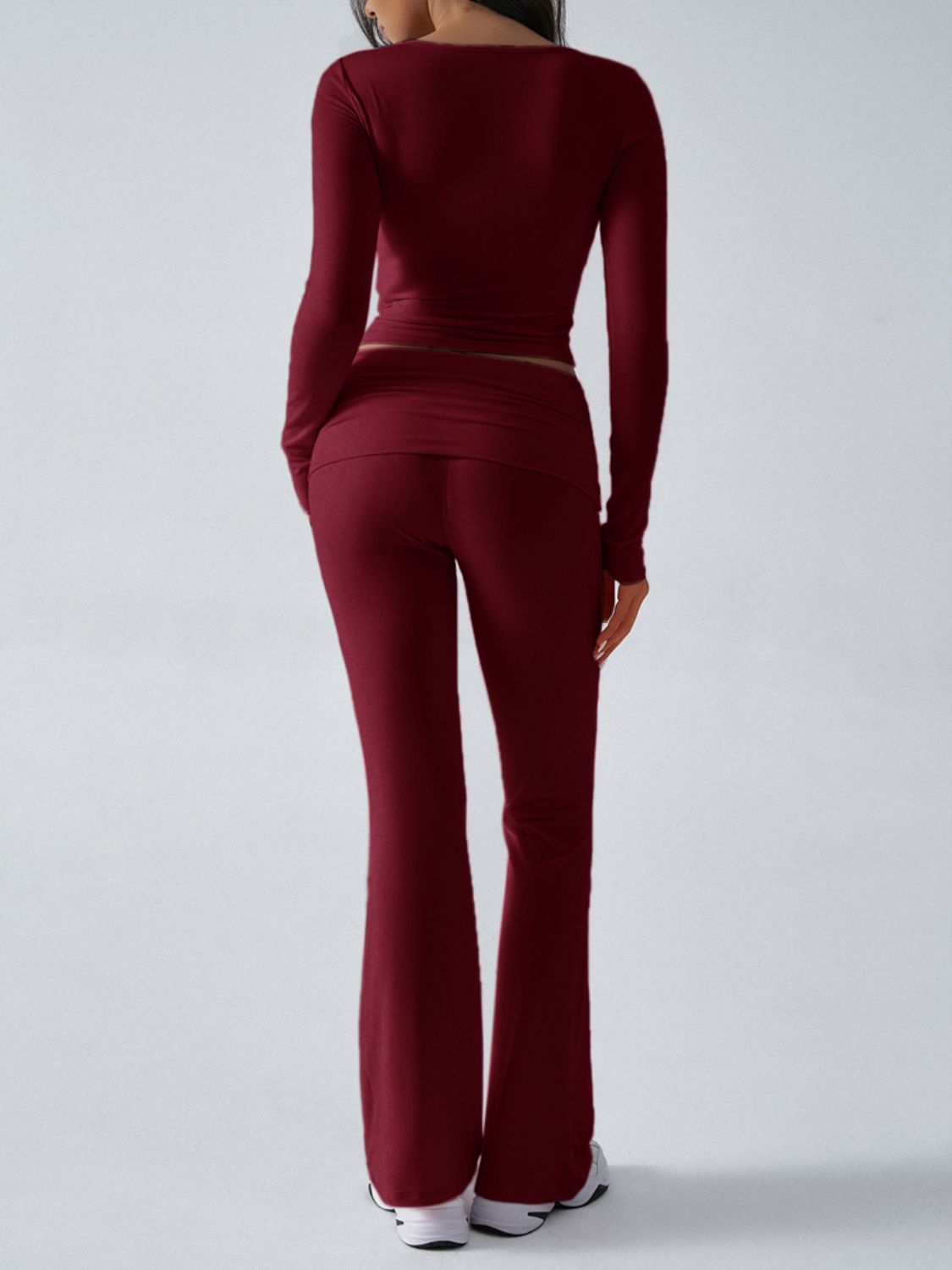 Devine Ruched Long Sleeve Top and Pants Set