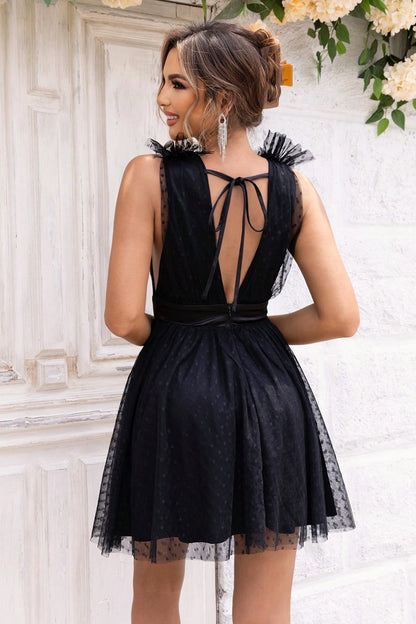 Open Back Sleeveless Mesh Dress